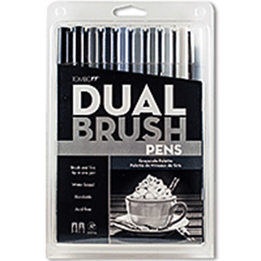Tombow, Brush Marker, Art & School, Dual, Gray Scale, 10 Set, 113832
